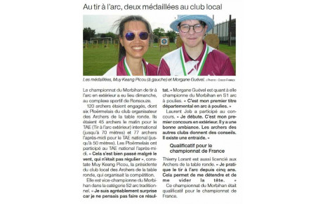 Article Ouest France CD TAE PLOERMEL